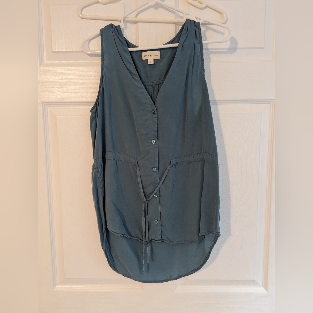 Cloth & Stone | Lendra Drawstring Top | Green | S - Picture 2 of 6